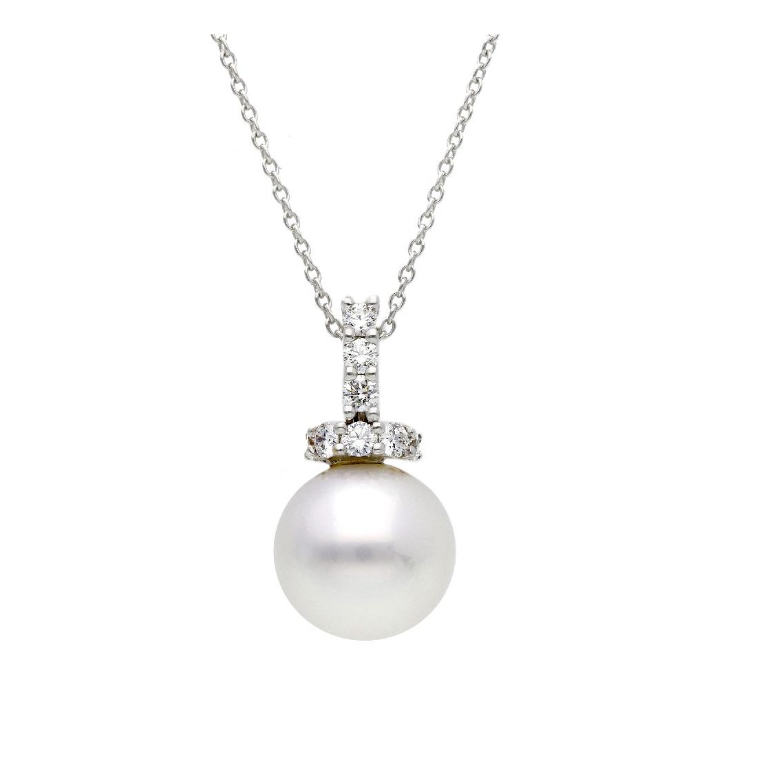 Girocollo in oro bianco 750/ooo con diamante naturale e perla australiana