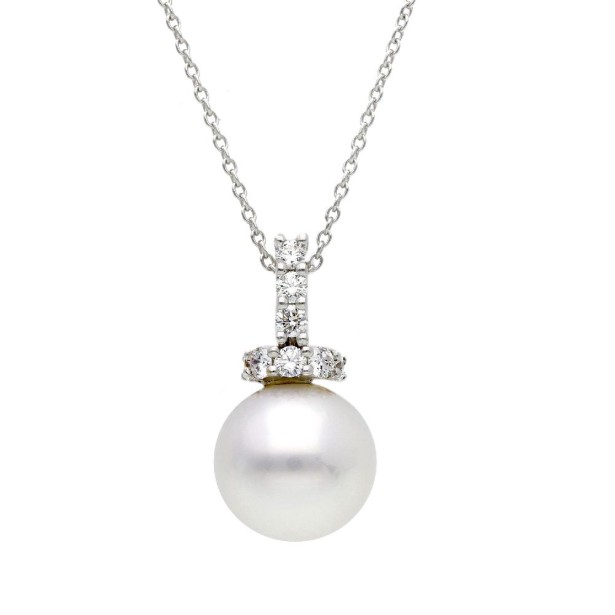 Girocollo in oro bianco 750/ooo con diamante naturale e perla australiana
