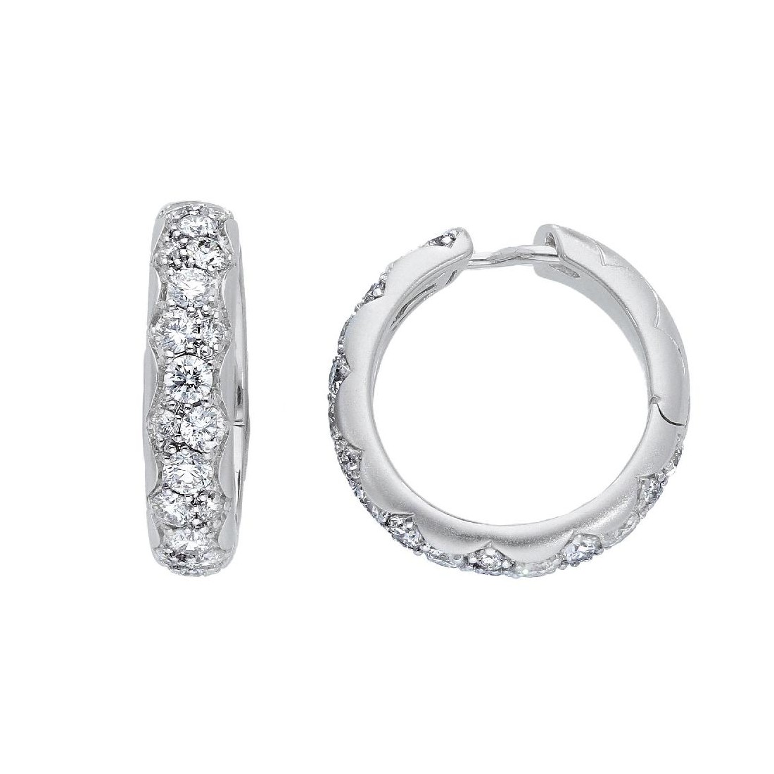 Orecchini cerchio in oro bianco 750/ooo con diamante naturale