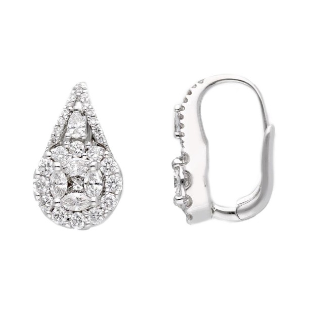 Orecchini monachella in oro bianco 750/ooo con diamante naturale