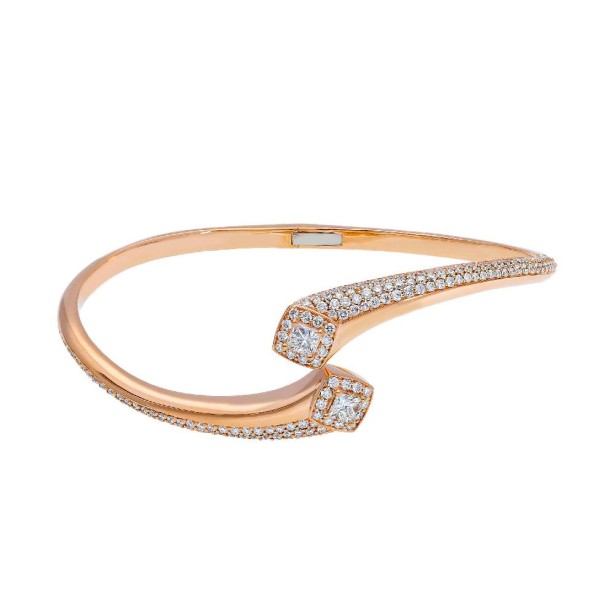 Bracciale rigido in oro rosa 750/ooo con diamantenaturale