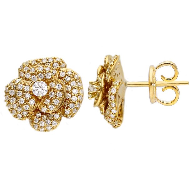 Orecchini lobo in oro giallo 750/ooo con diamantinaturali
