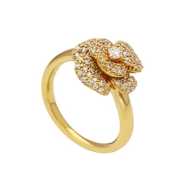 Anello fiore in oro giallo 750/ooo con diamante naturale