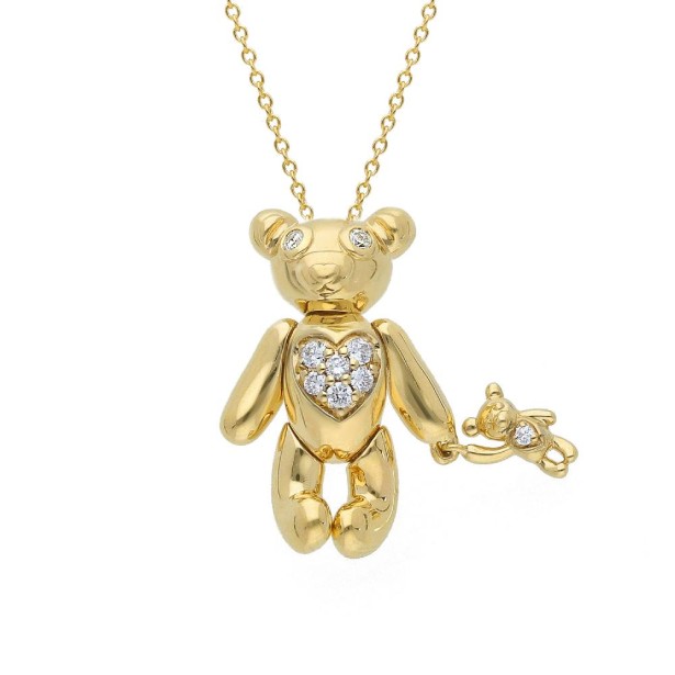 Girocollo con orsetto in oro giallo 750/ooo con diamanti naturali