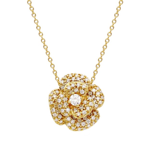 Girocollo fiore in oro giallo 750/ooo con diamante naturale