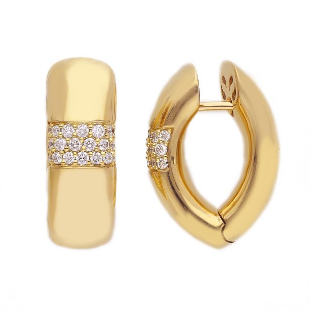 Orecchini cerchio in oro giallo 750/ooo con diamante naturale