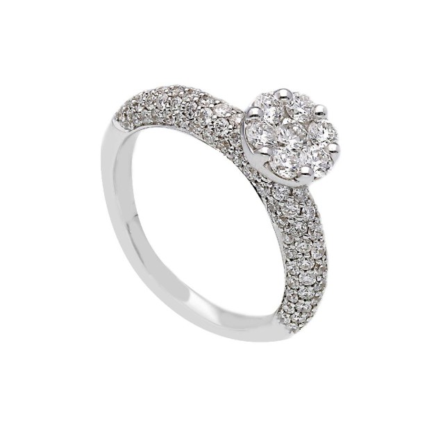 Anello in oro bianco 750/ooo con diamante naturale
