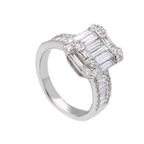 Anello in oro bianco 750/ooo con diamante naturale