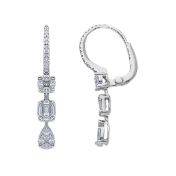 Orecchini pendenti in oro bianco 750/ooo con diamanti naturali
