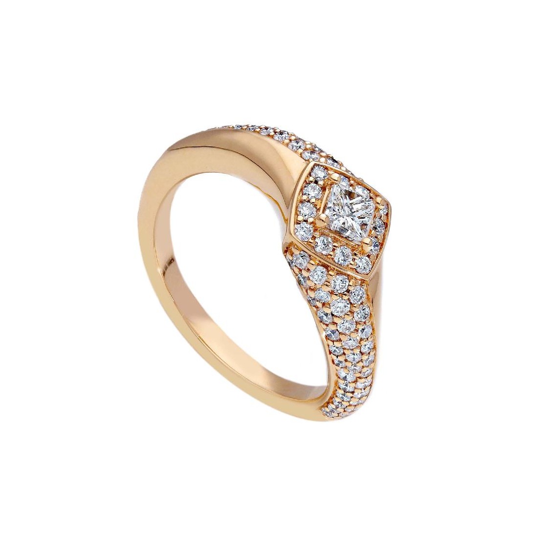 Anello in oro rosa 750/ooo con diamante naturale