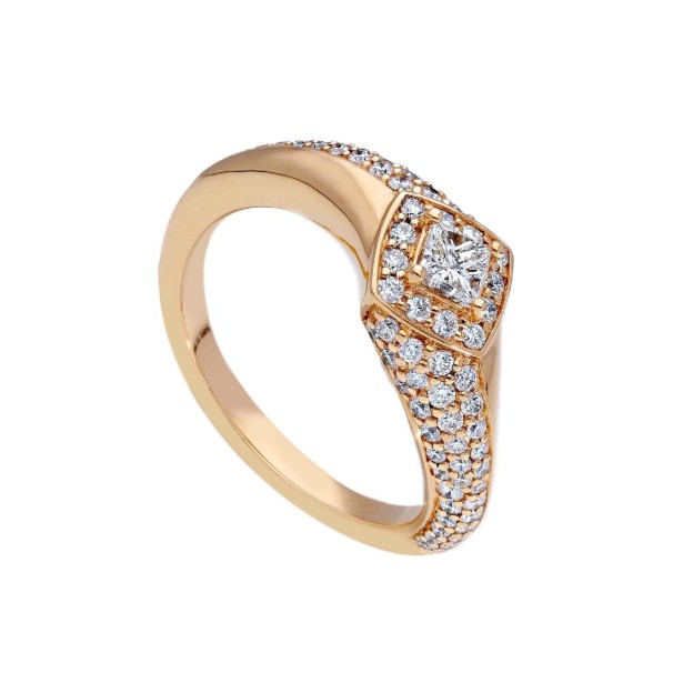 Anello in oro rosa 750/ooo con diamante naturale