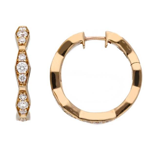 Orecchini cerchio in oro rosa 750/ooo con diamante naturale
