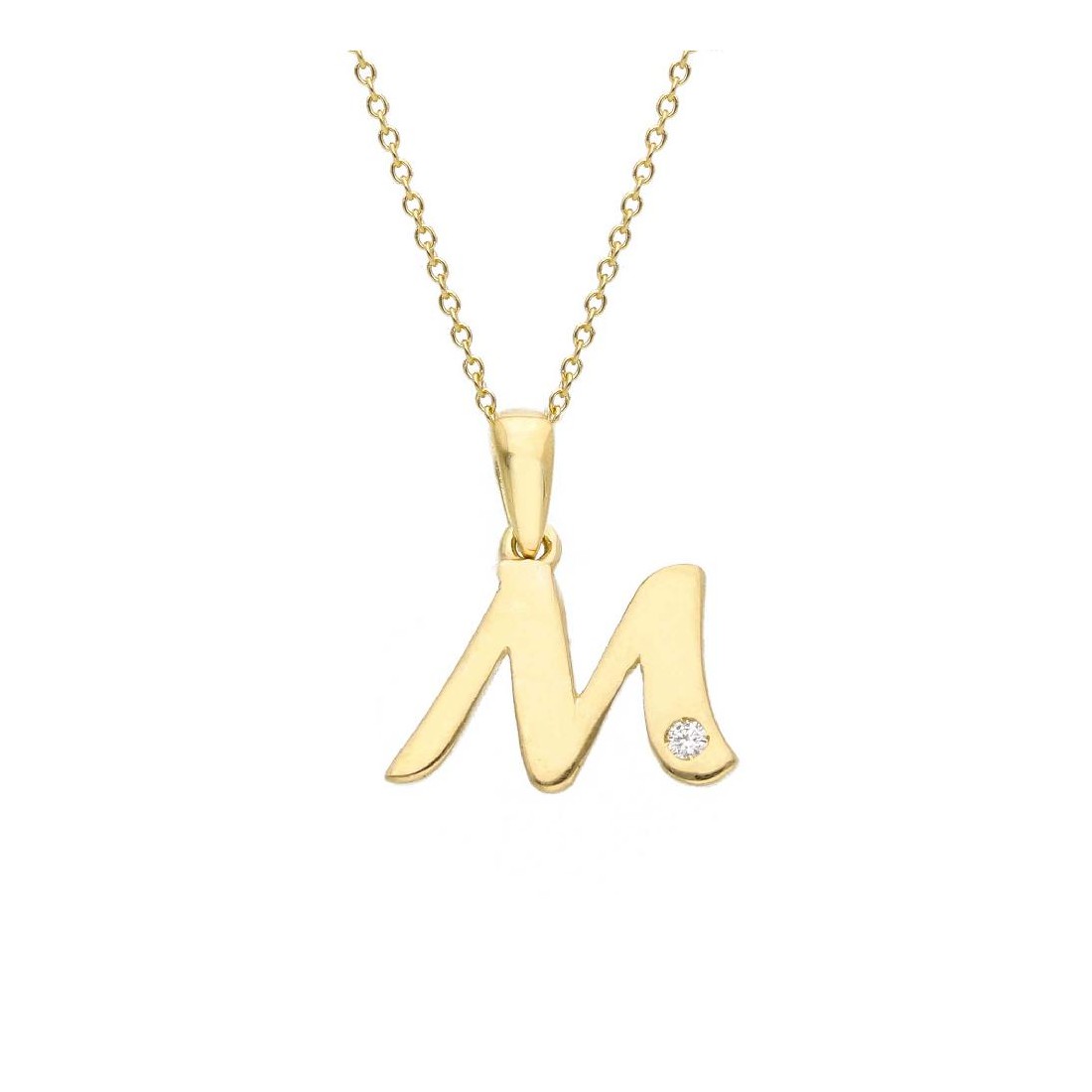 Girocollo in oro giallo 375/ooo con diamante naturale