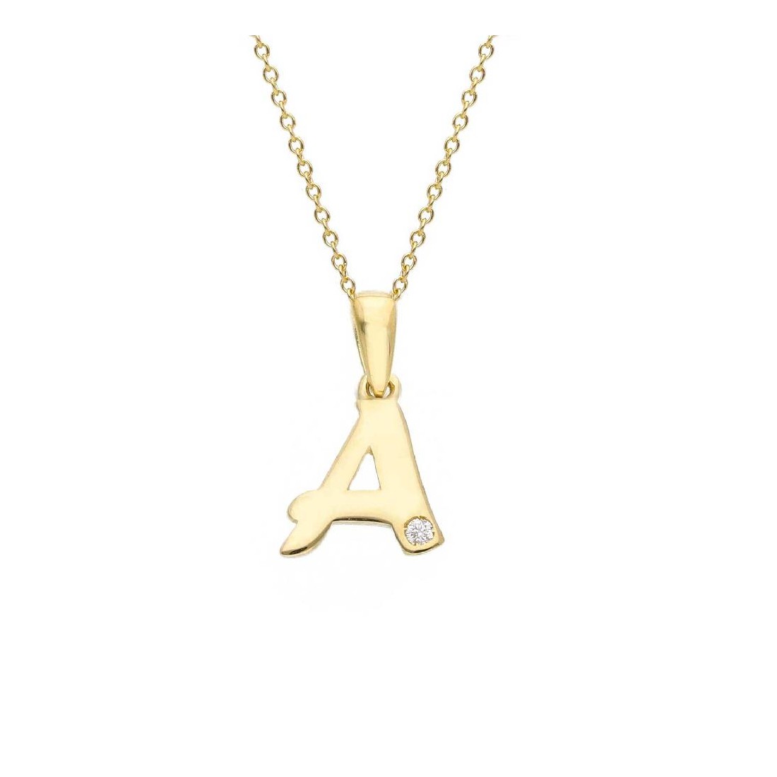 Girocollo in oro giallo 375/ooo con diamante naturale