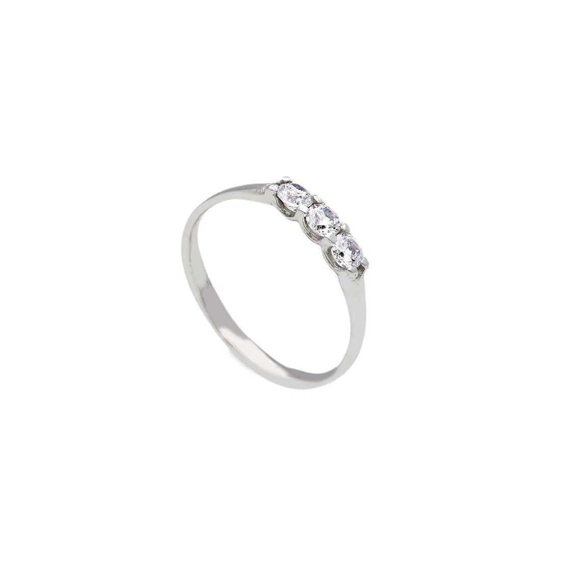 Anello trilogy in oro bianco 375/ooo e zirconia cubica