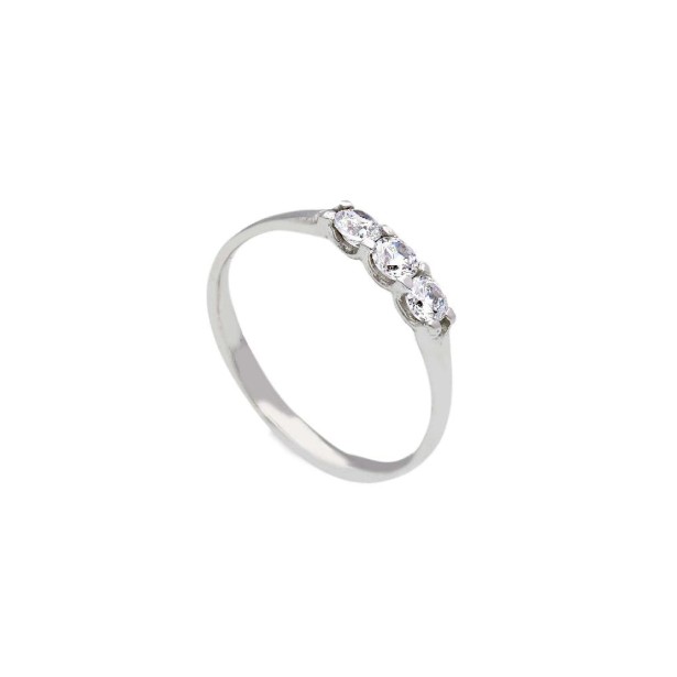 Anello trilogy in oro bianco 375/ooo e zirconia cubica