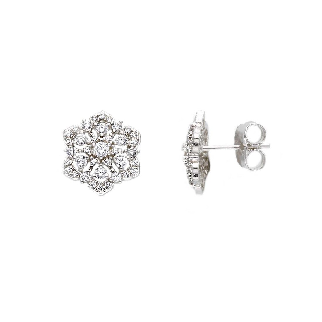 ORECCHINI ARGENTO RODIO A LOBO E CUBICA ZIRCONIA