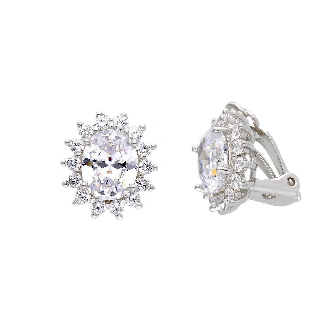 Orecchini clip in argento 925/ooo e zirconia cubica
