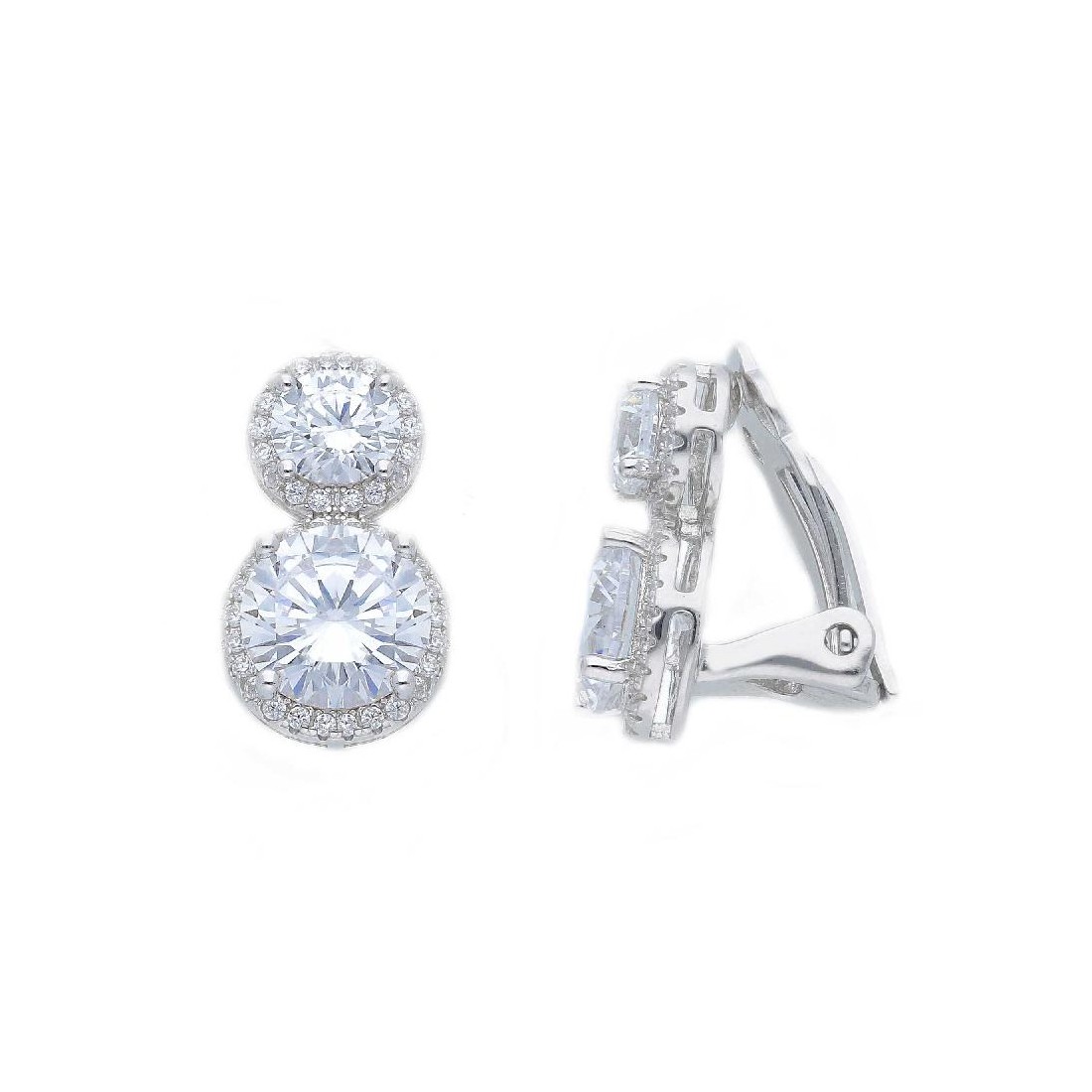 Orecchini clip in argento 925/ooo e zirconia cubica