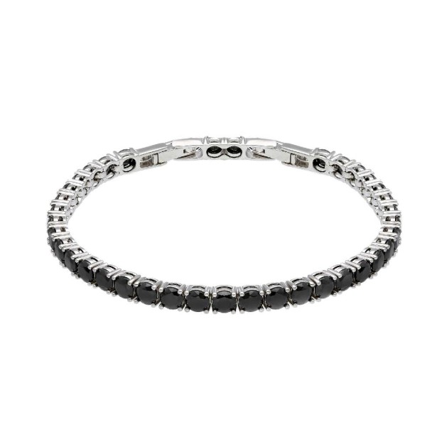 Braciale tennis in argento 925/ooo e cristallo artificiale nero