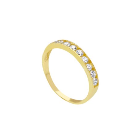 Anello riviere in oro giallo 375/ooo e zirconia cubica