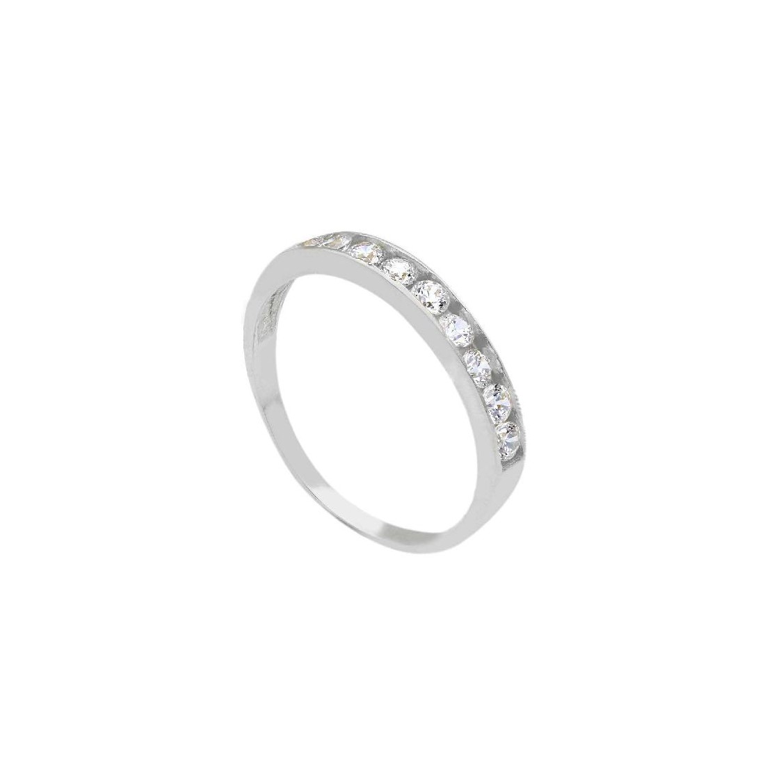 Anello riviere in oro bianco 375/ooo e zirconia cubica