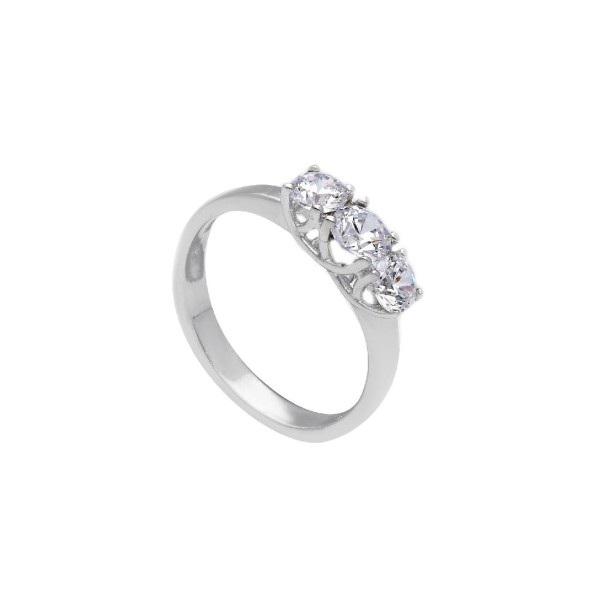 Anello solitario in oro bianco 375/ooo e zirconia cubica