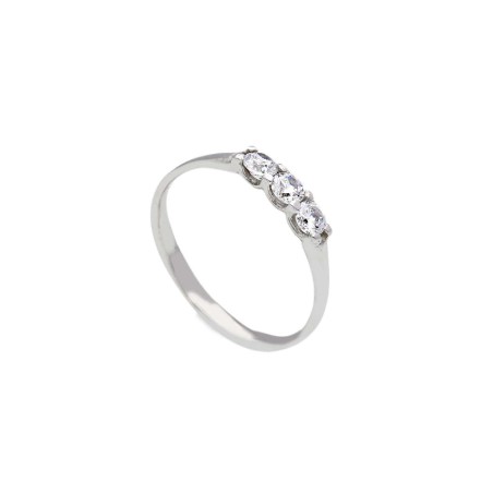 Anello trilogy in oro bianco 375/ooo e zirconia cubica