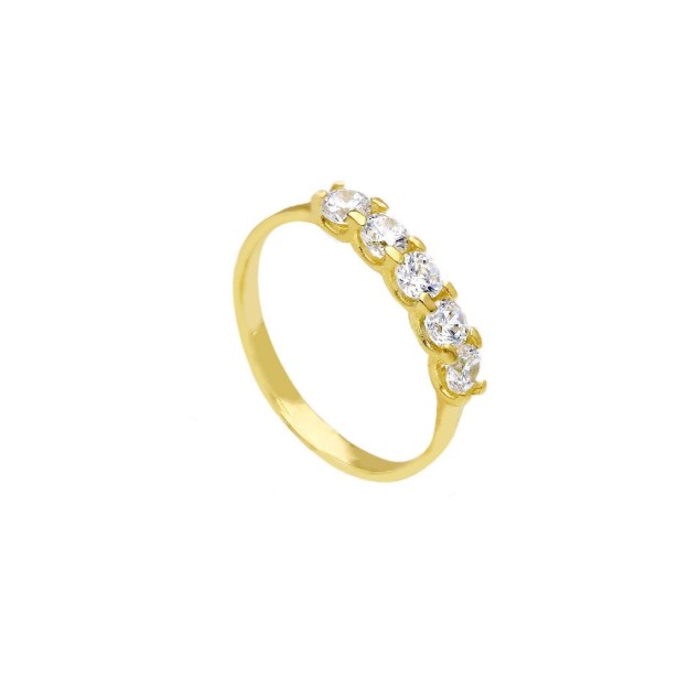 Anello riviere in oro giallo 375/ooo e zirconia cubica