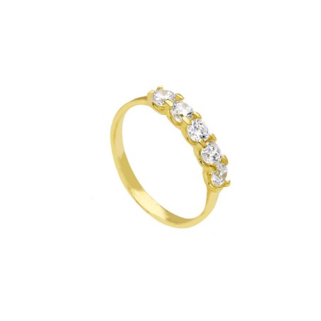 Anello riviere in oro giallo 375/ooo e zirconia cubica