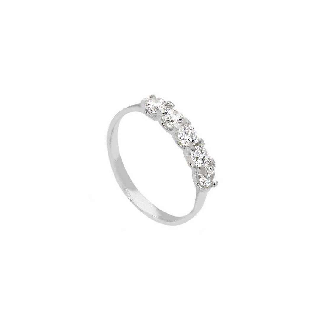 Anello riviere in oro bianco 375/ooo e zirconia cubica