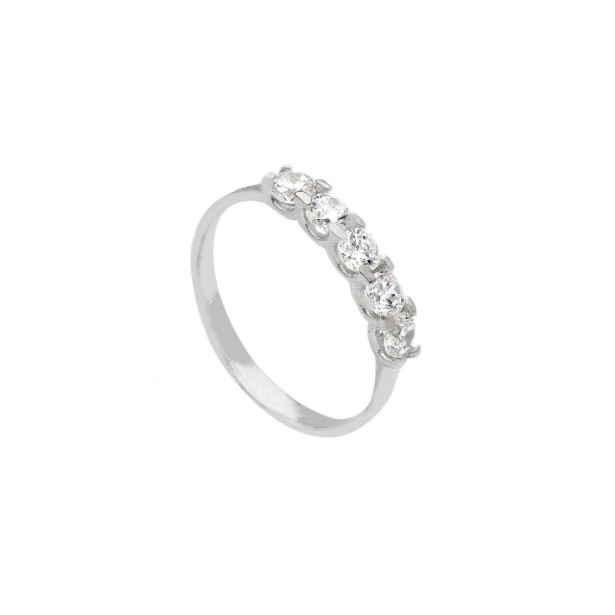Anello riviere in oro bianco 375/ooo e zirconia cubica