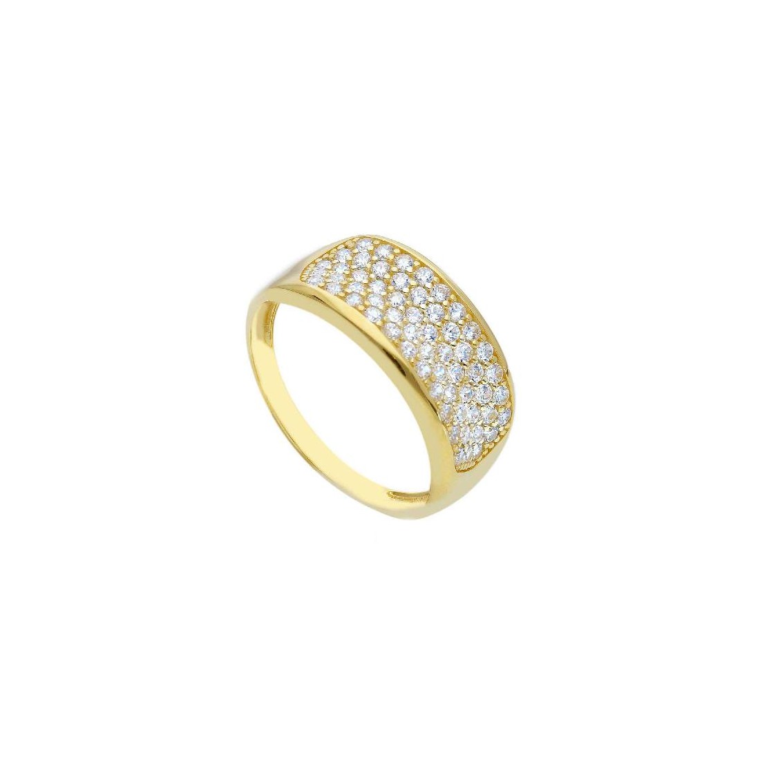 Anello fascia in oro giallo 375/ooo e zirconia cubica