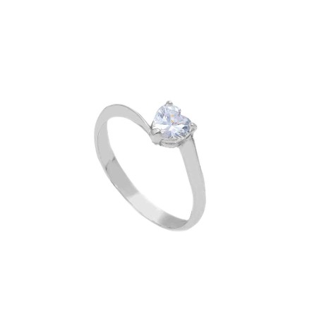 Anello solitario in oro bianco 375/ooo e zirconia cubica