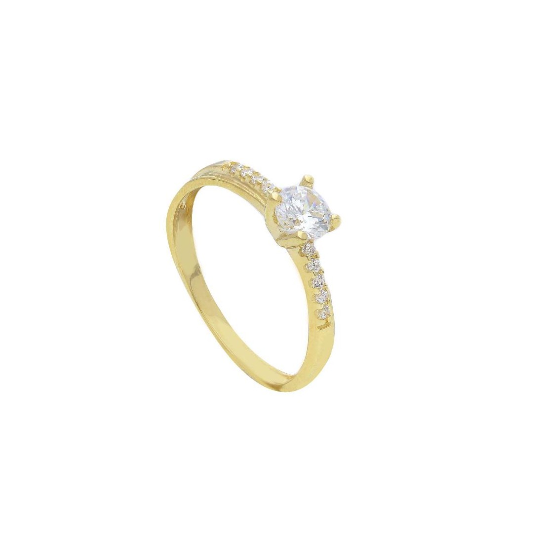 Anello Anello solitario in oro giallo 375/ooo e zirconia cubica