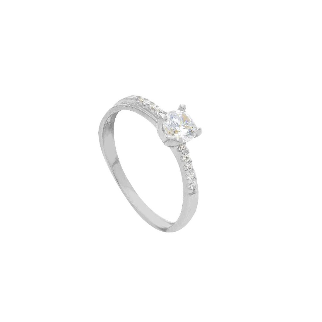 Anello Anello solitario in oro bianco 375/ooo e zirconia cubica