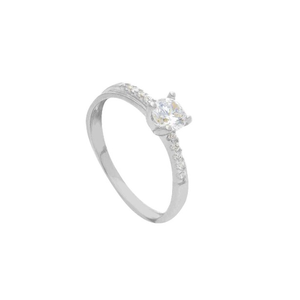 Anello Anello solitario in oro bianco 375/ooo e zirconia cubica
