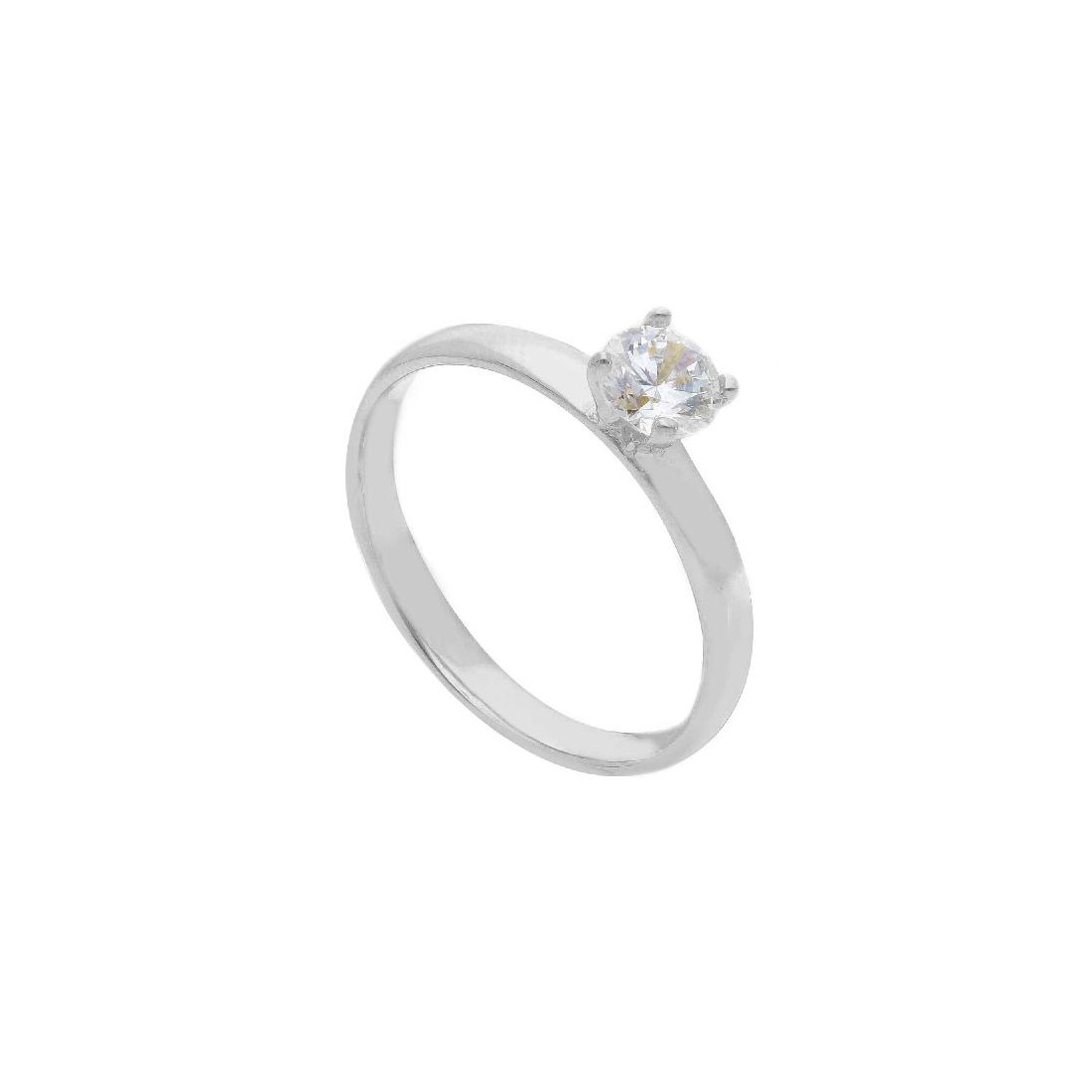Anello solitario in oro bianco 375/ooo e zirconia cubica