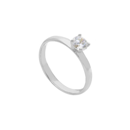 Anello solitario in oro bianco 375/ooo e zirconia cubica