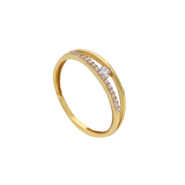 Anello in oro giallo 375/ooo e zirconia cubica