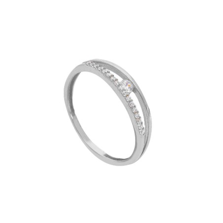 Anello in oro bianco 375/ooo e zirconia cubica