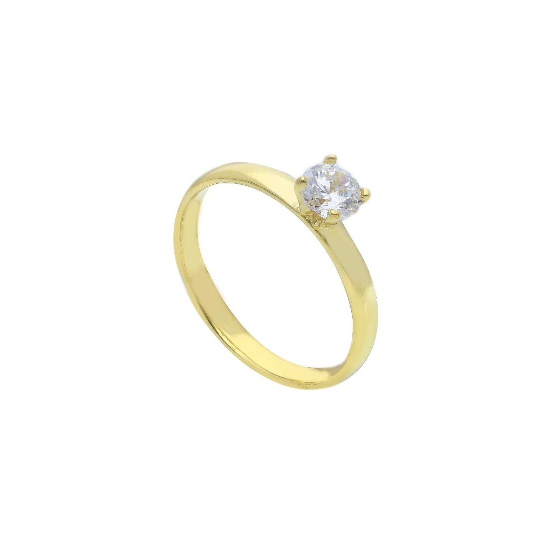 Anello solitario in oro giallo 375/ooo e zirconia cubica