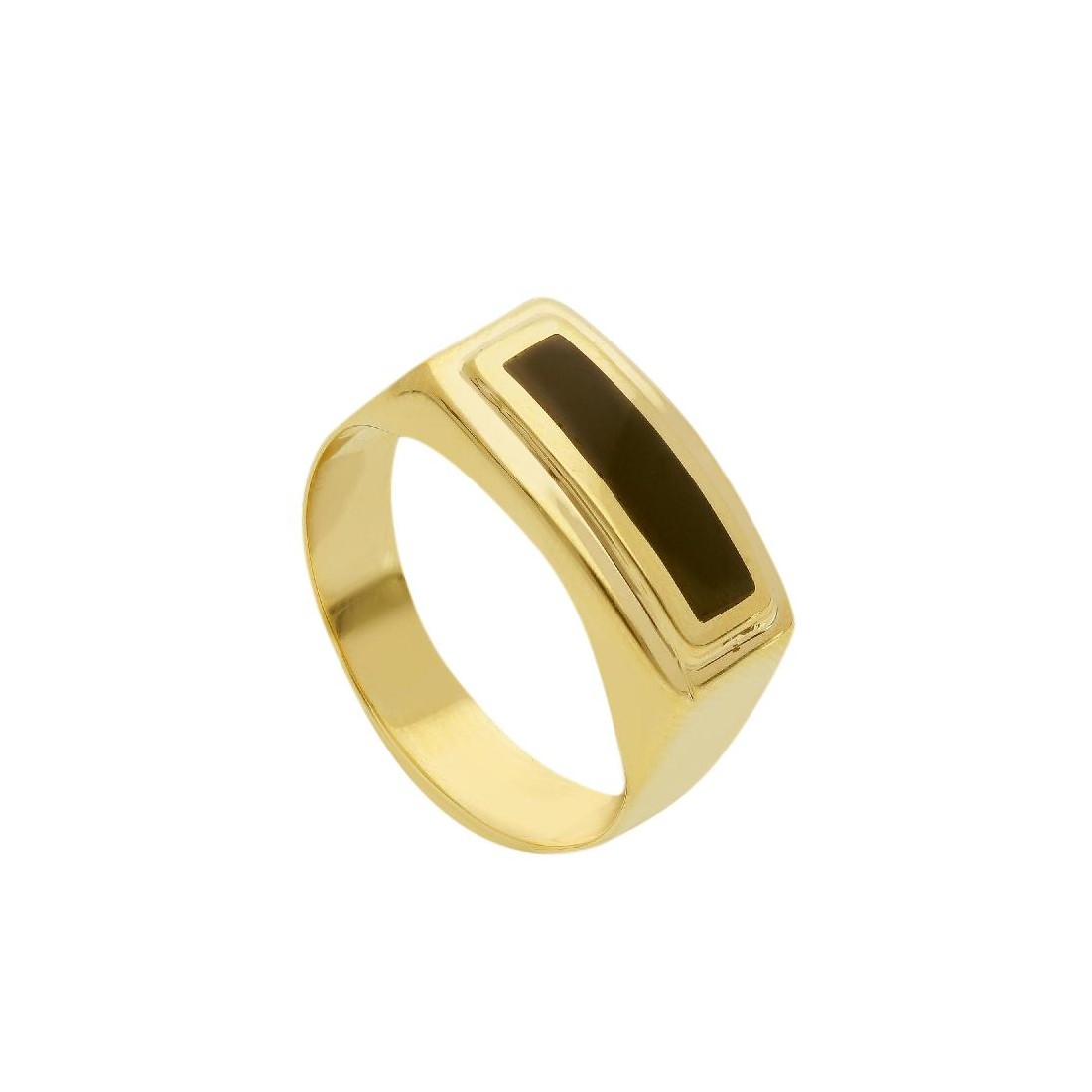 Anello chevalier in oro giallo 375/ooo e smalto