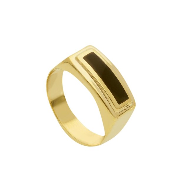 Anello chevalier in oro giallo 375/ooo e smalto