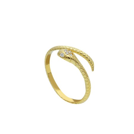 Anello contrarier in oro giallo 375/ooo e zirconia cubica con serpente