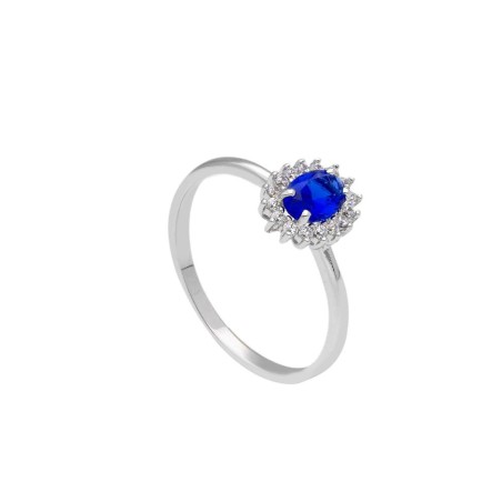 Anello oro bianco 375/ooo zirconia cubica e cristallo artificiale