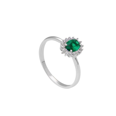 Anello oro bianco 375/ooo zirconia cubica e cristallo artificiale