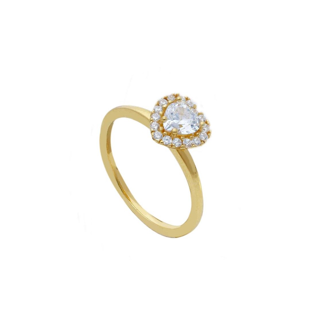 Anello in oro giallo 375/ooo e zirconia cubica concuore