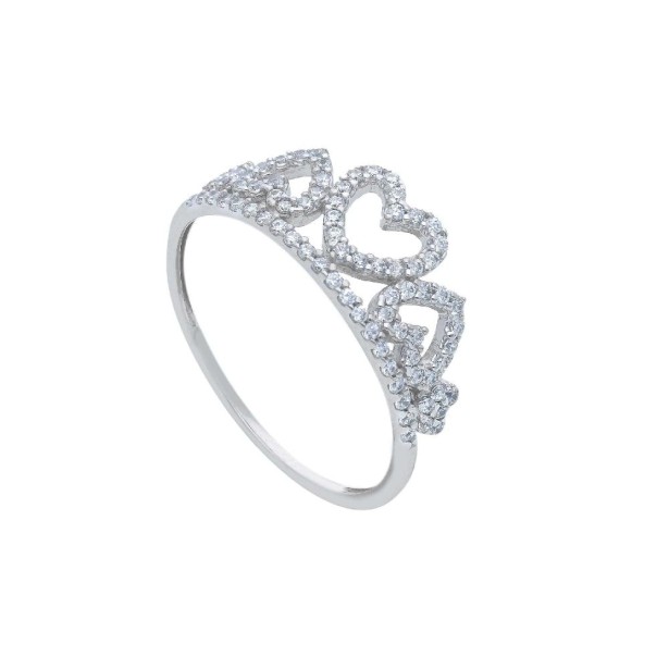 Anello in oro bianco 375/°°° e zirconia cubica con