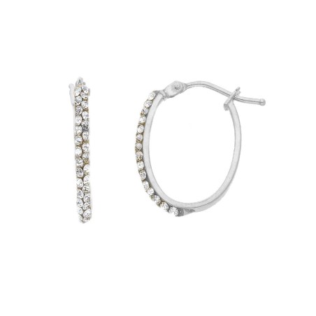 Orecchini cerchio in oro bianco 750/ooo e cristallo artificiale